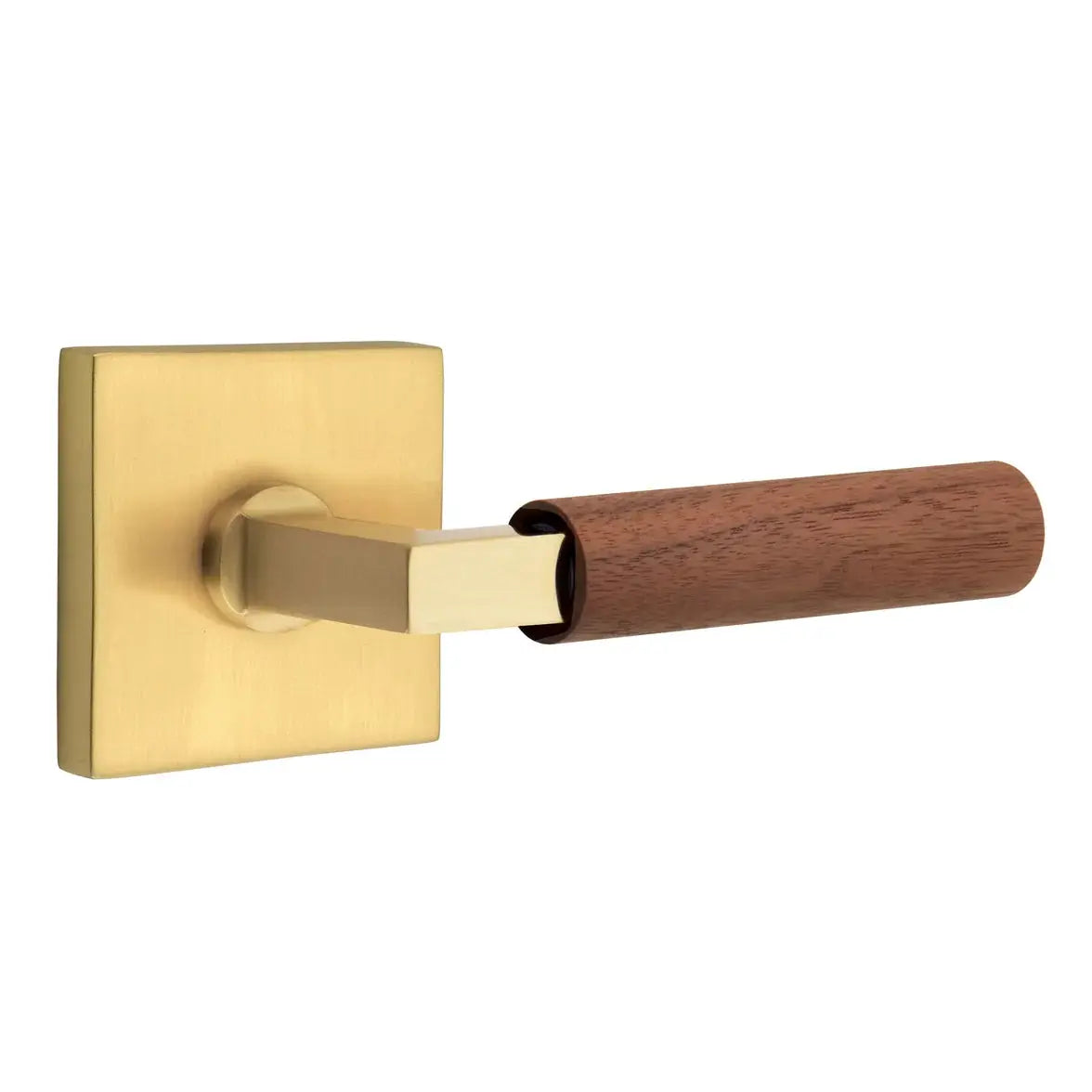 Emtek Walnut Lever with Square Rosette and L-Square Stem by Emtek