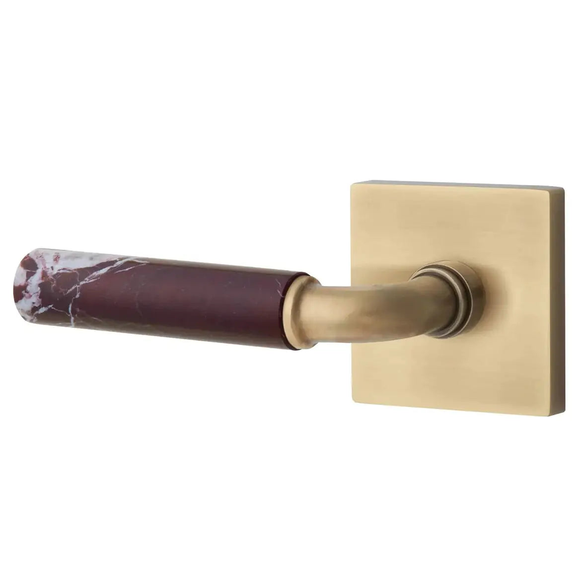 Emtek Rosso Levanto Marble Lever with Square Rosette and R-Bar Stem by Emtek
