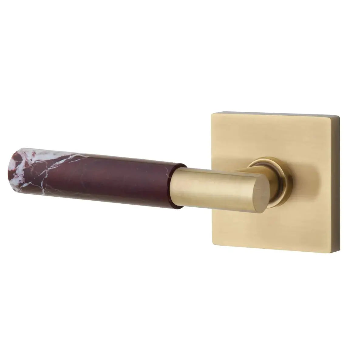 Emtek Rosso Levanto Marble Lever with Square Rosette and T-Bar Stem by Emtek