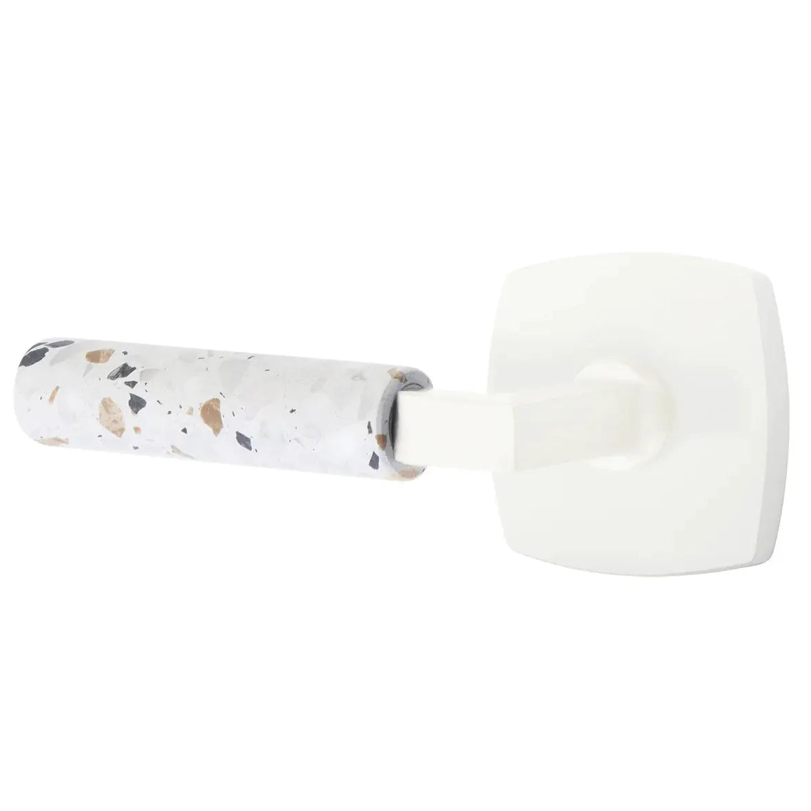 Emtek Light Terrazzo Lever with Urban Modern Rosette and L-Square Stem by Emtek