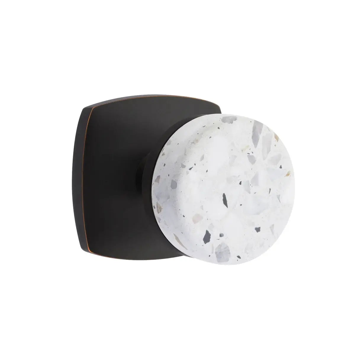Emtek Light Terrazzo Knob with Urban Modern Rosette and Conical Stem by Emtek