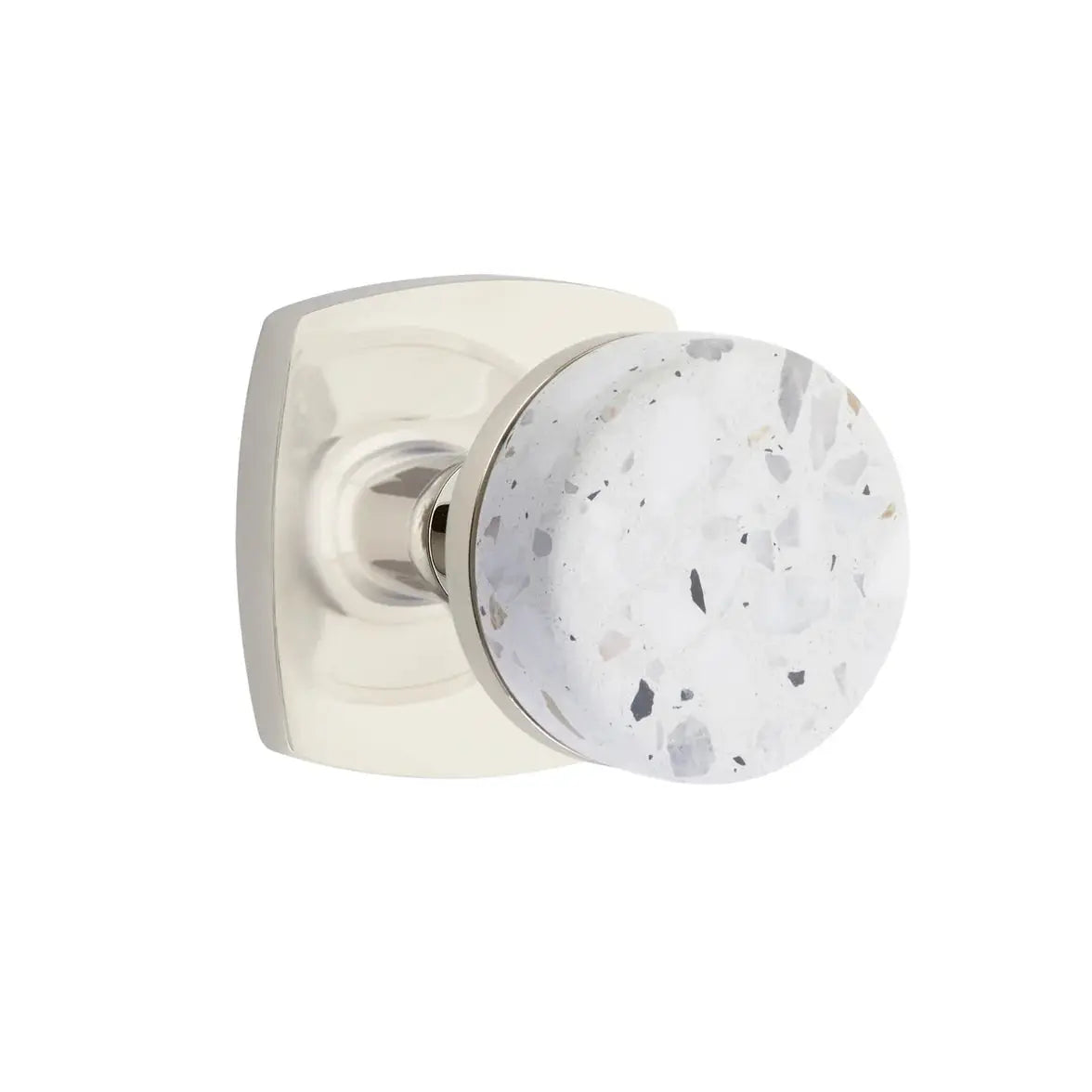 Emtek Light Terrazzo Knob with Urban Modern Rosette and Conical Stem by Emtek
