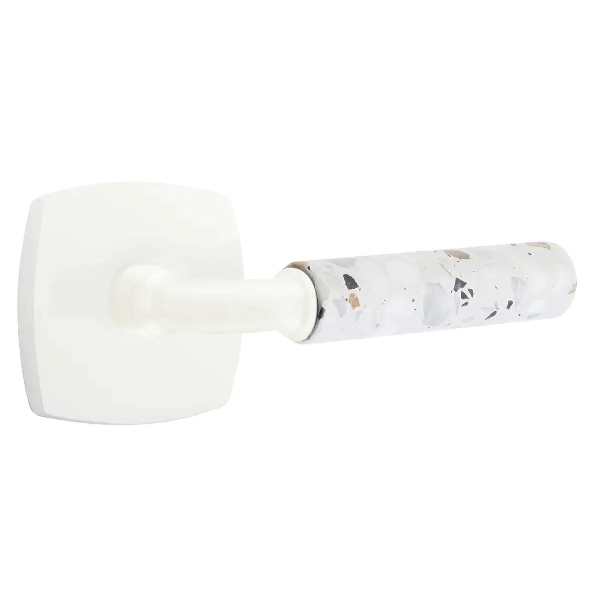 Emtek Light Terrazzo Lever with Urban Modern Rosette and R-Bar Stem by Emtek