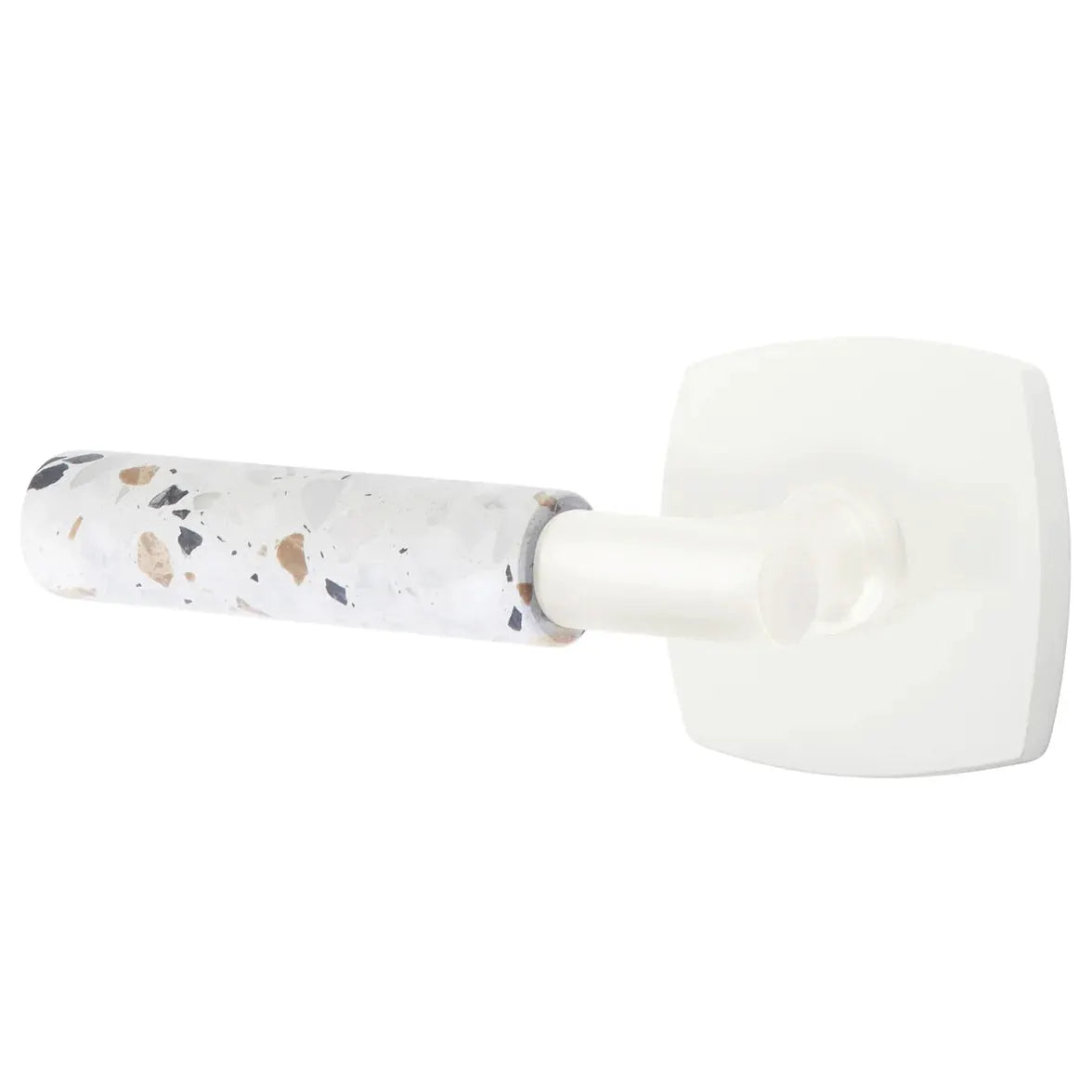 Emtek Light Terrazzo Lever with Urban Modern Rosette and T-Bar Stem by Emtek