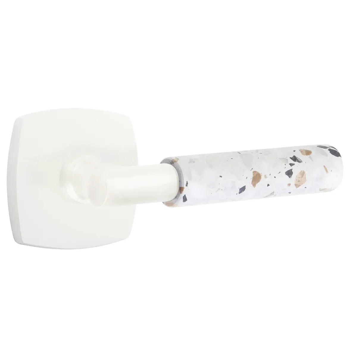 Emtek Light Terrazzo Lever with Urban Modern Rosette and T-Bar Stem by Emtek