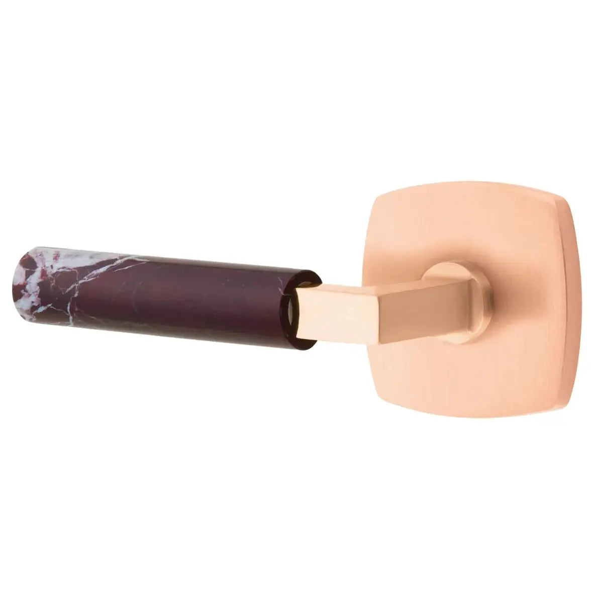 Emtek Rosso Levanto Marble Lever with Urban Modern Rosette and L-Square Stem by Emtek