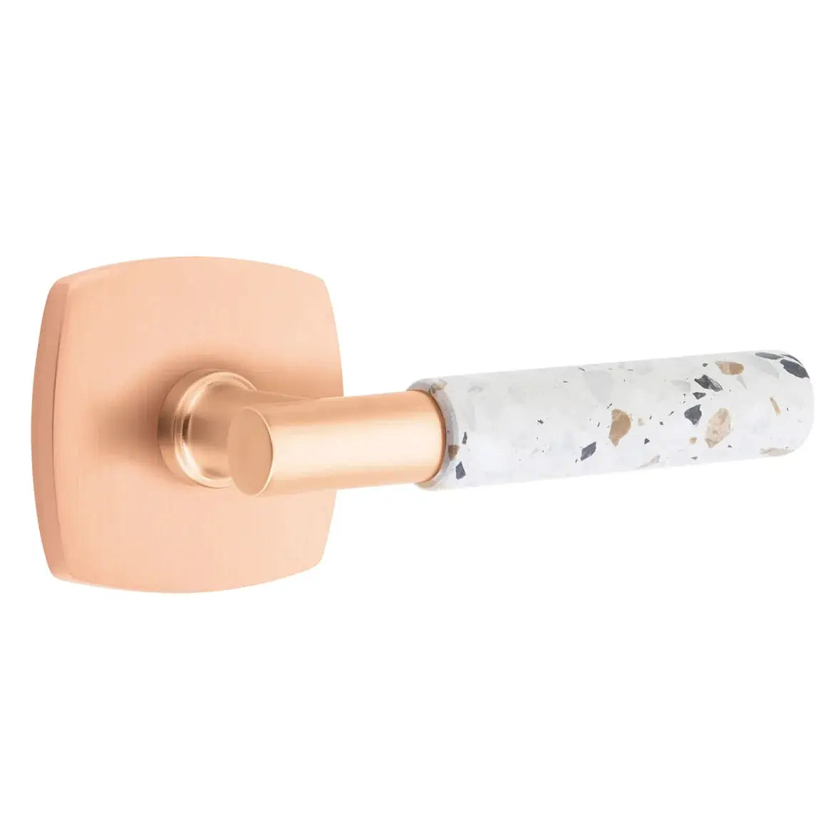 Emtek Light Terrazzo Lever with Urban Modern Rosette and T-Bar Stem by Emtek