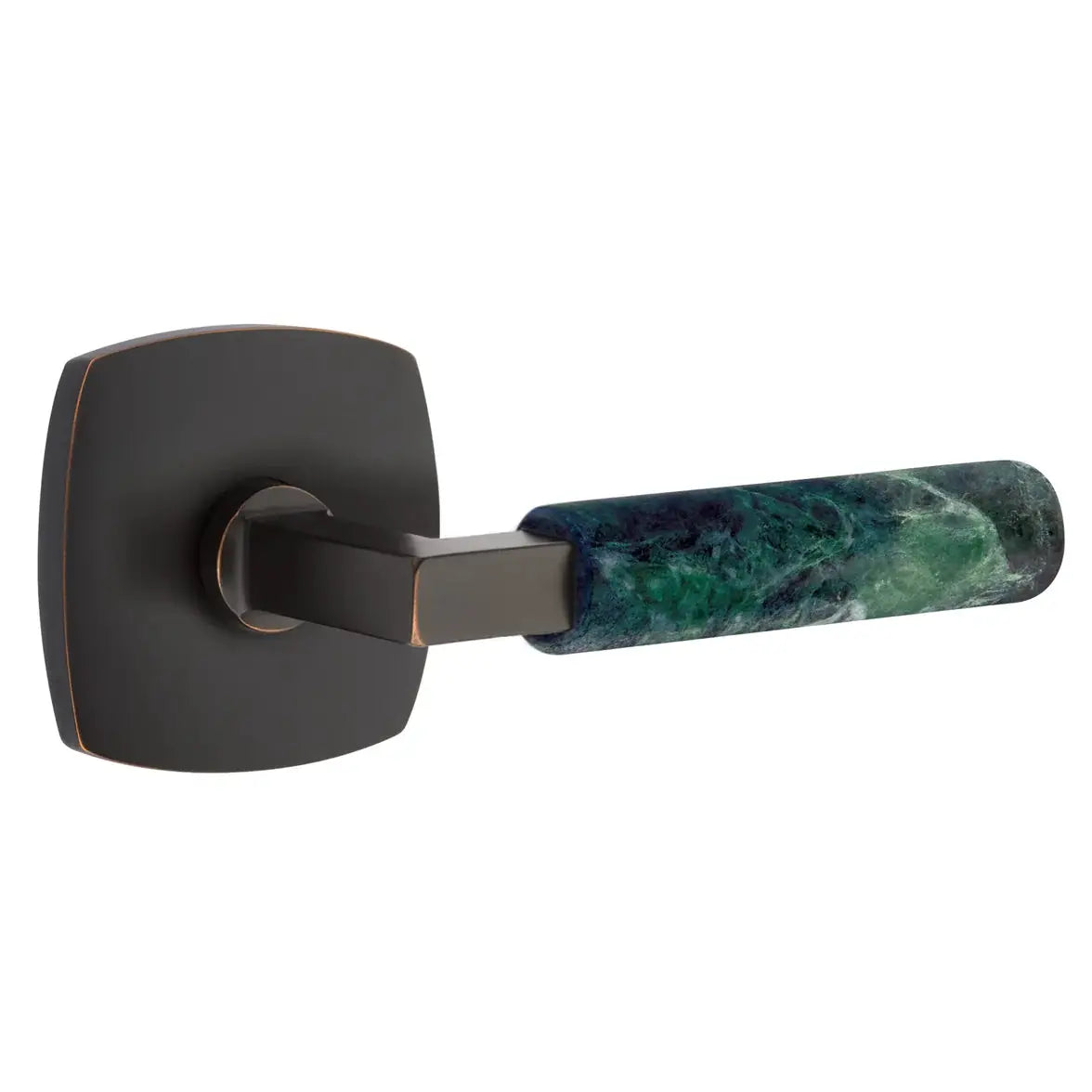 Emtek Green Marble Lever with Urban Modern Rosette and L-Square Stem by Emtek