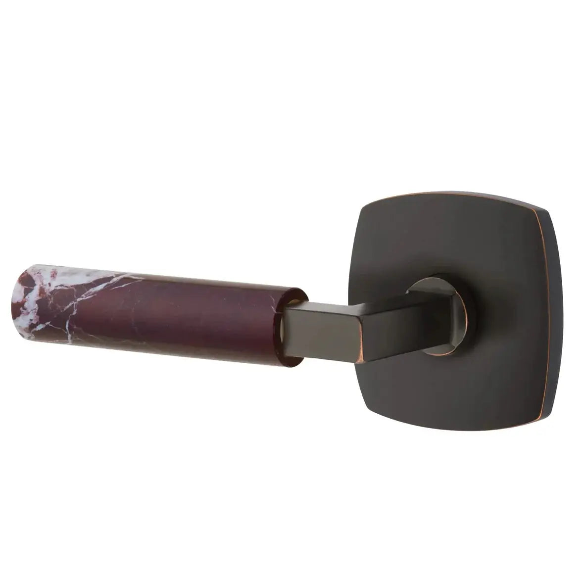 Emtek Rosso Levanto Marble Lever with Urban Modern Rosette and L-Square Stem by Emtek