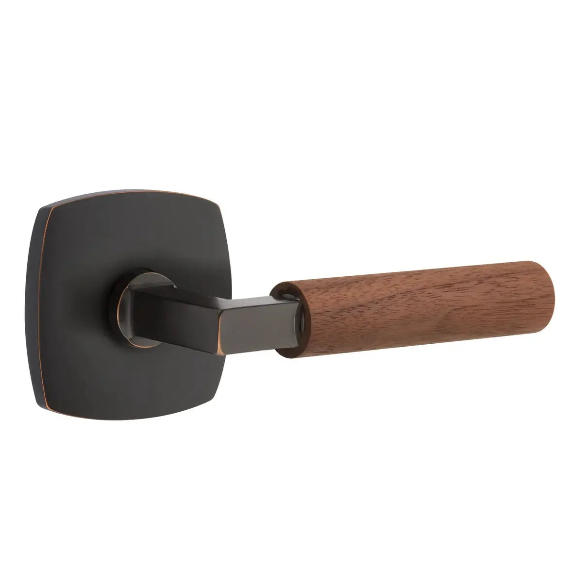 Emtek Walnut Lever with Urban Modern Rosette and L-Square Stem by Emtek