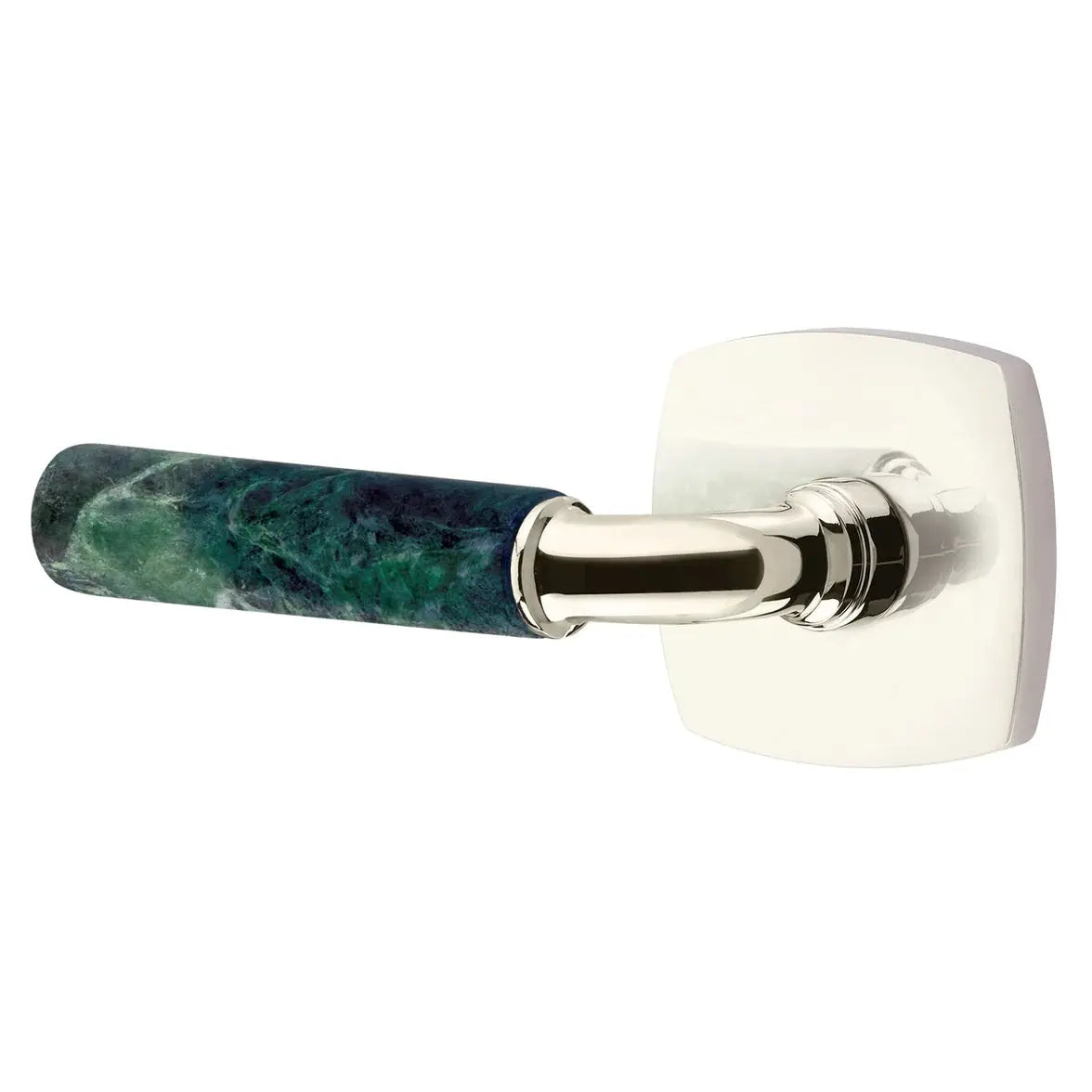 Emtek Green Marble Lever with Urban Modern Rosette and R-Bar Stem by Emtek