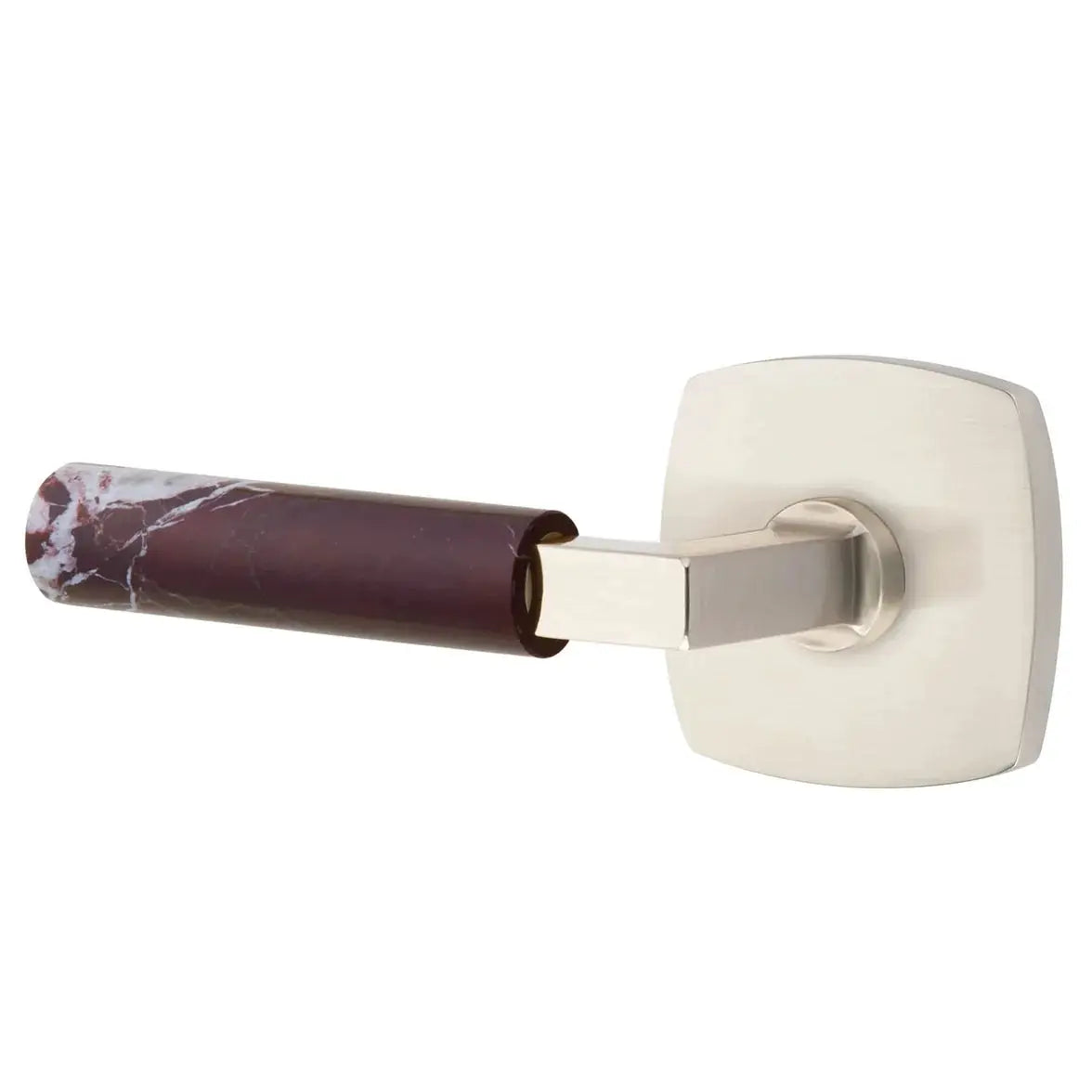 Emtek Rosso Levanto Marble Lever with Urban Modern Rosette and L-Square Stem by Emtek