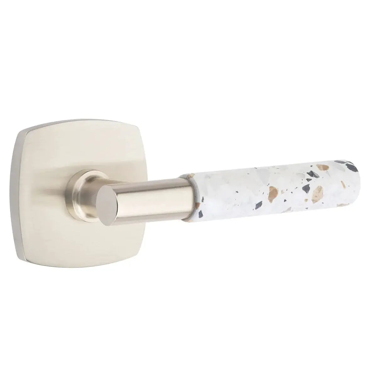 Emtek Light Terrazzo Lever with Urban Modern Rosette and T-Bar Stem by Emtek