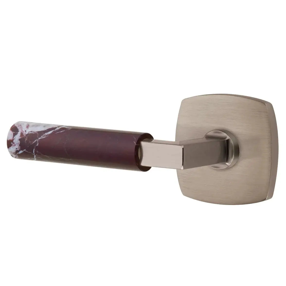 Emtek Rosso Levanto Marble Lever with Urban Modern Rosette and L-Square Stem by Emtek