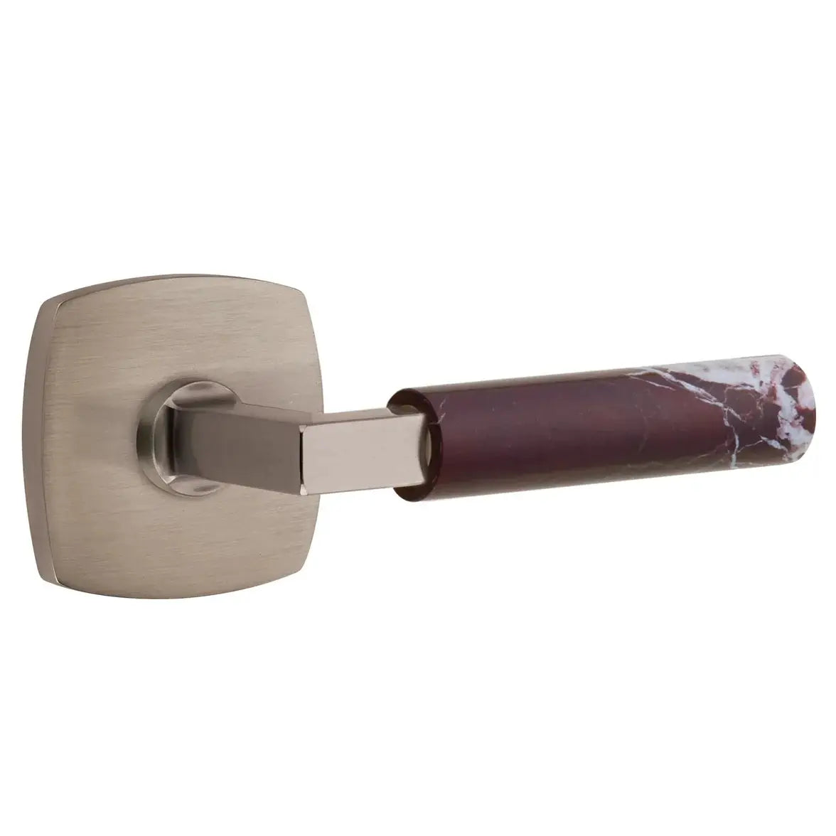 Emtek Rosso Levanto Marble Lever with Urban Modern Rosette and L-Square Stem by Emtek