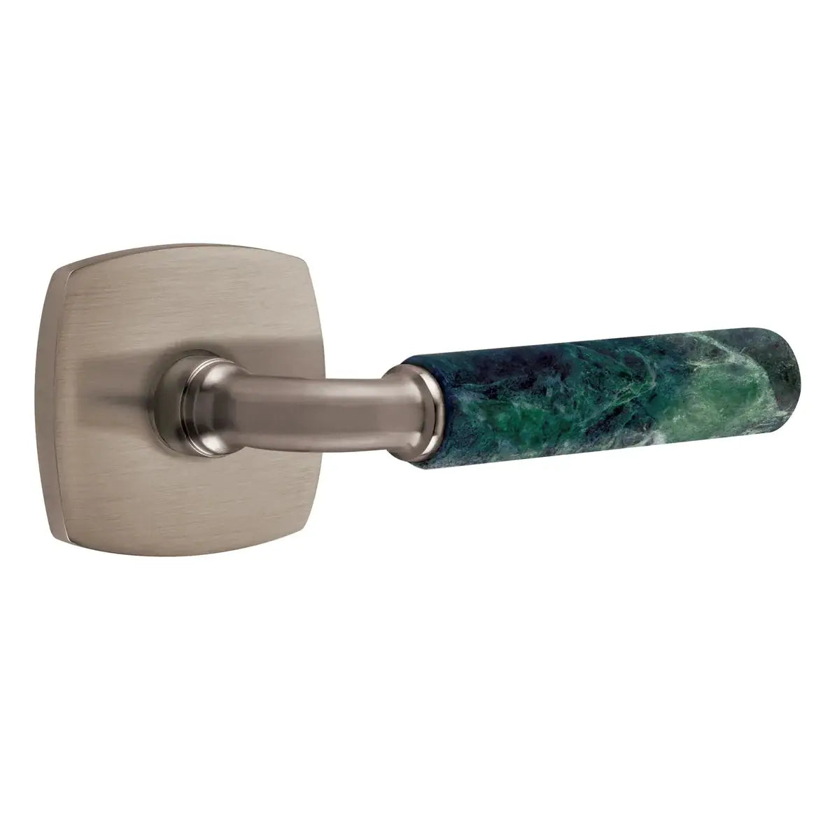 Emtek Green Marble Lever with Urban Modern Rosette and R-Bar Stem by Emtek