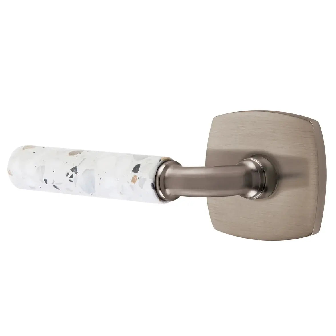 Emtek Light Terrazzo Lever with Urban Modern Rosette and R-Bar Stem by Emtek
