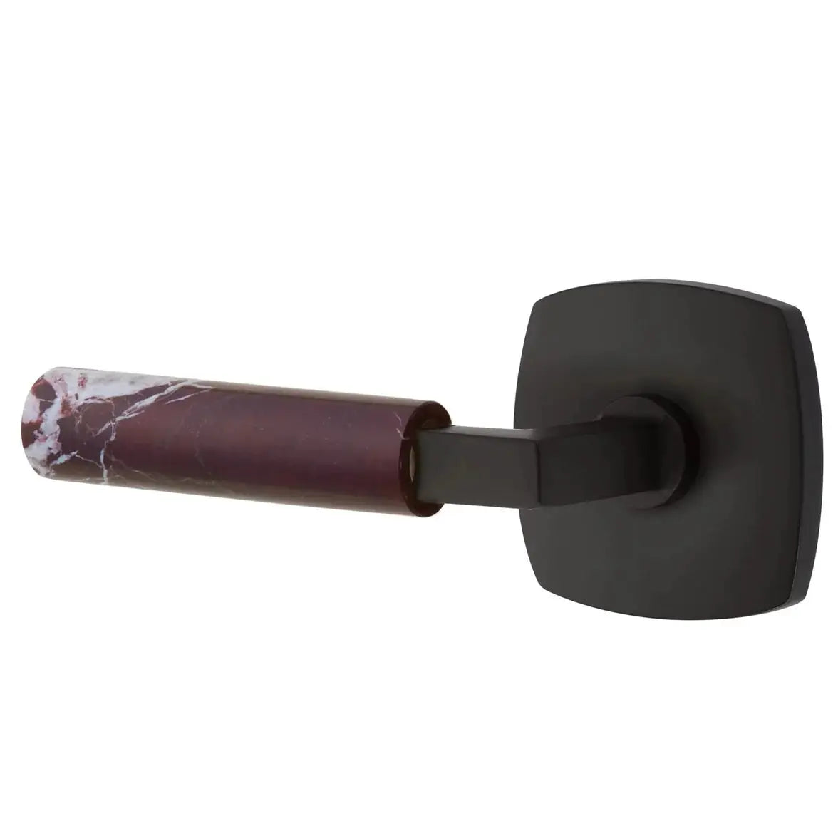 Emtek Rosso Levanto Marble Lever with Urban Modern Rosette and L-Square Stem by Emtek