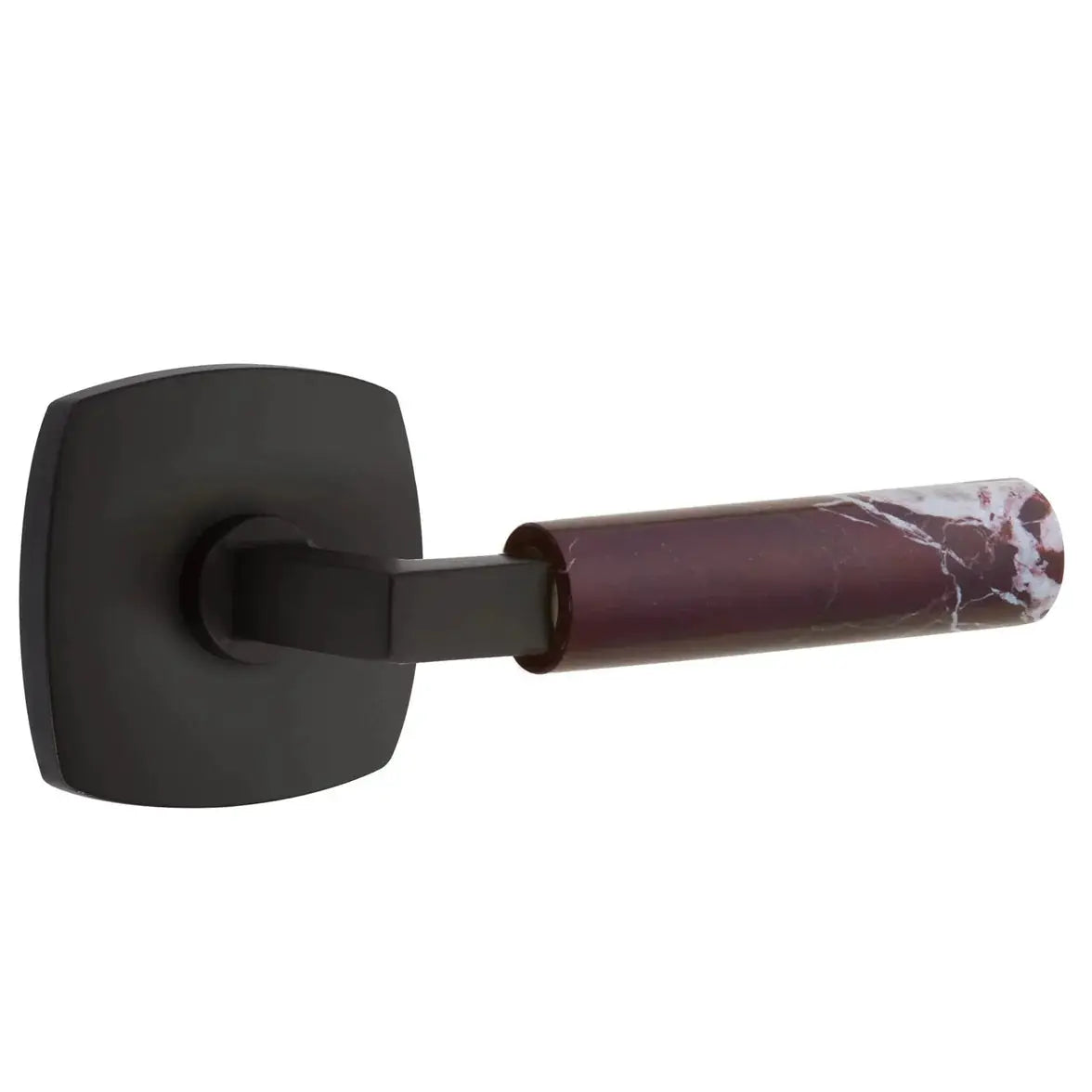 Emtek Rosso Levanto Marble Lever with Urban Modern Rosette and L-Square Stem by Emtek