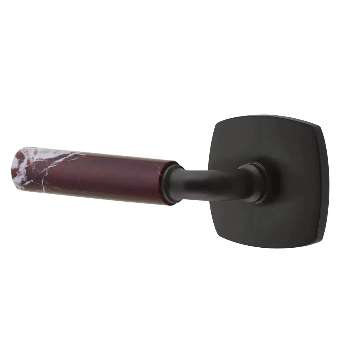 Emtek Rosso Levanto Marble Lever with Urban Modern Rosette and R-Bar Stem by Emtek