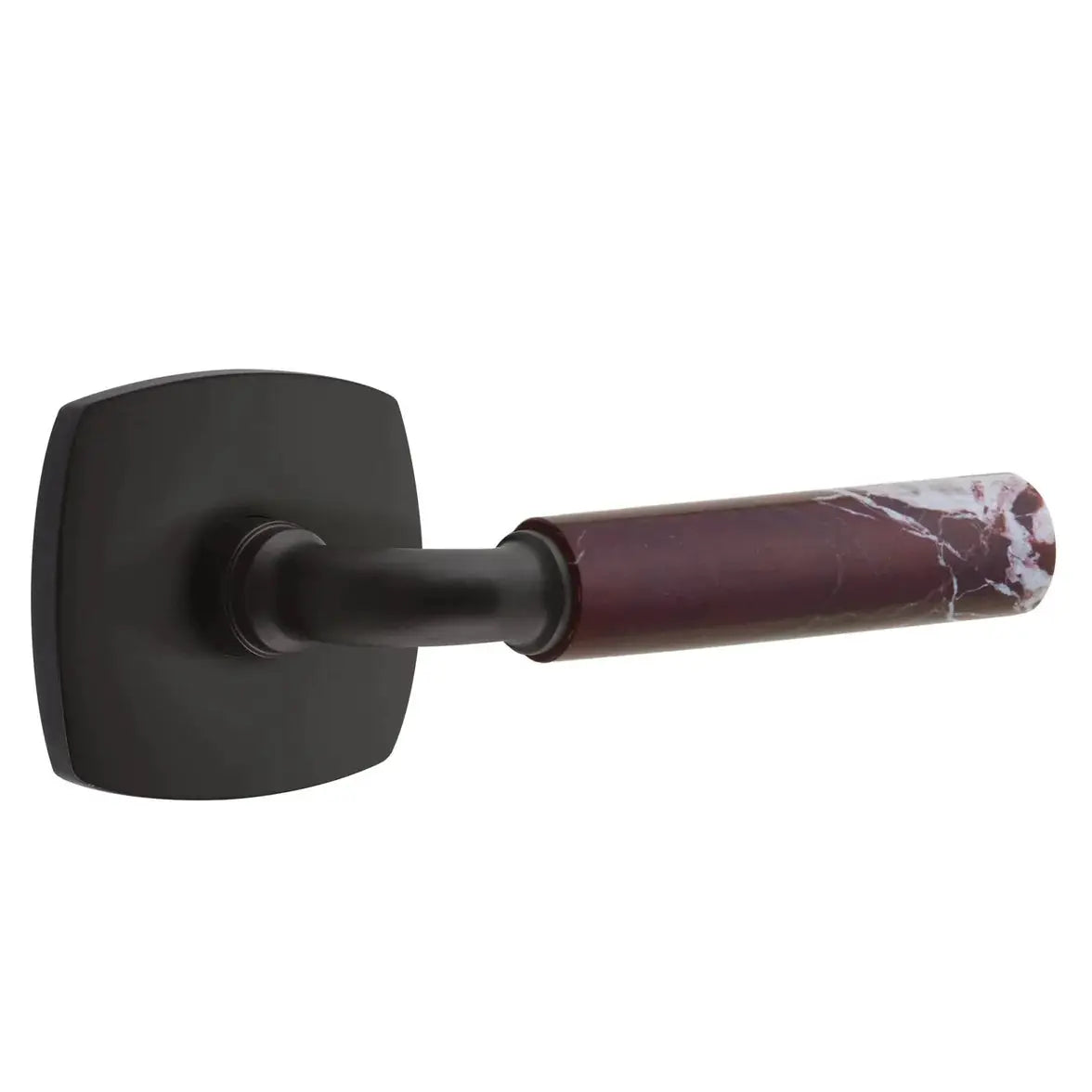 Emtek Rosso Levanto Marble Lever with Urban Modern Rosette and R-Bar Stem by Emtek