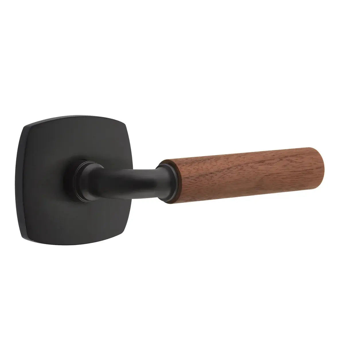 Emtek Walnut Lever with Urban Modern Rosette and R-Bar Stem by Emtek