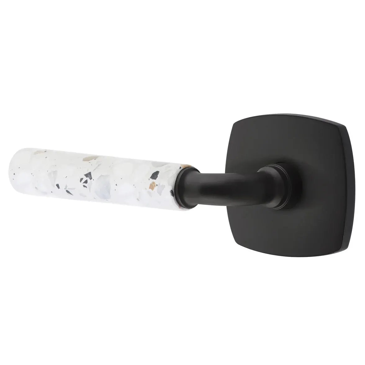 Emtek Light Terrazzo Lever with Urban Modern Rosette and R-Bar Stem by Emtek