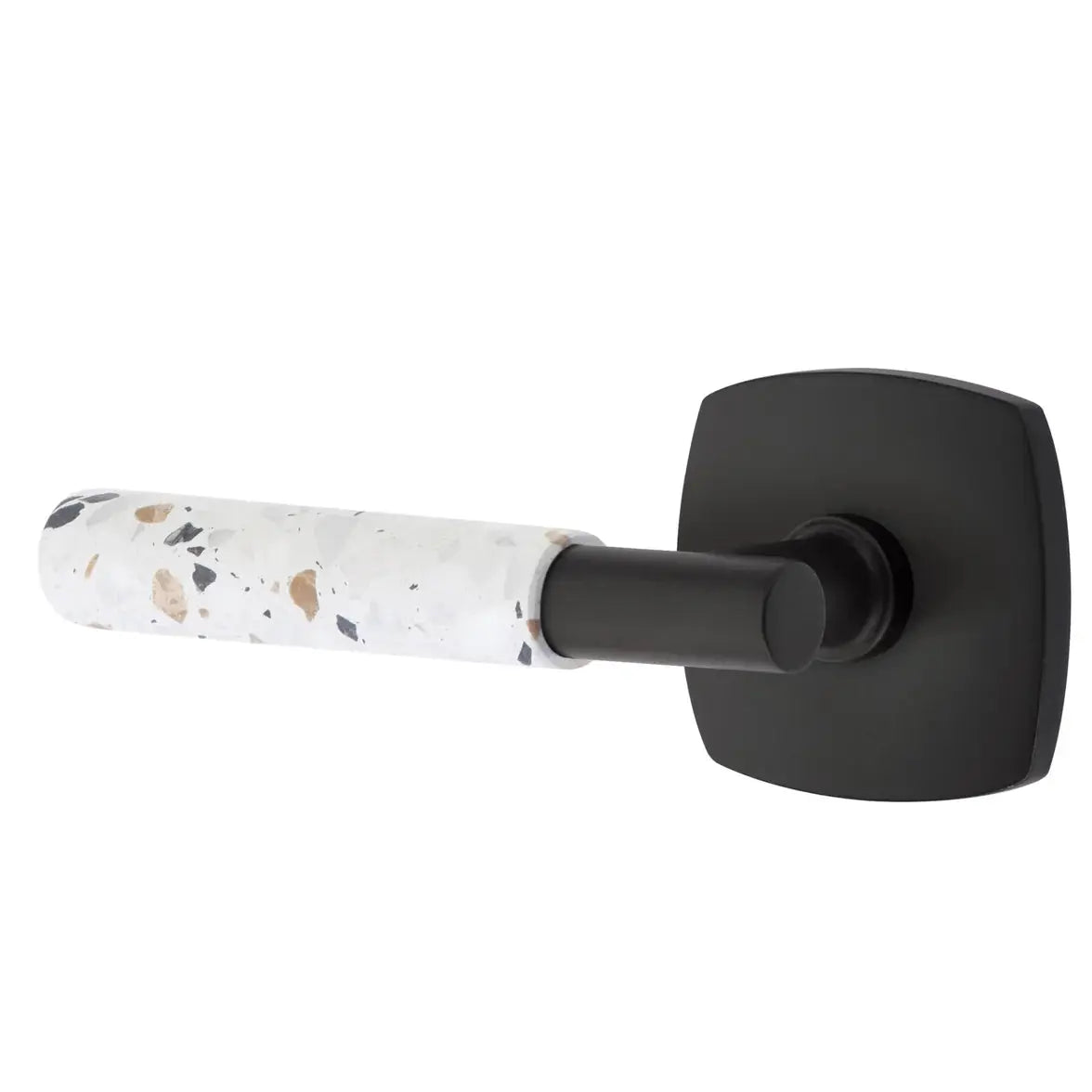 Emtek Light Terrazzo Lever with Urban Modern Rosette and T-Bar Stem by Emtek
