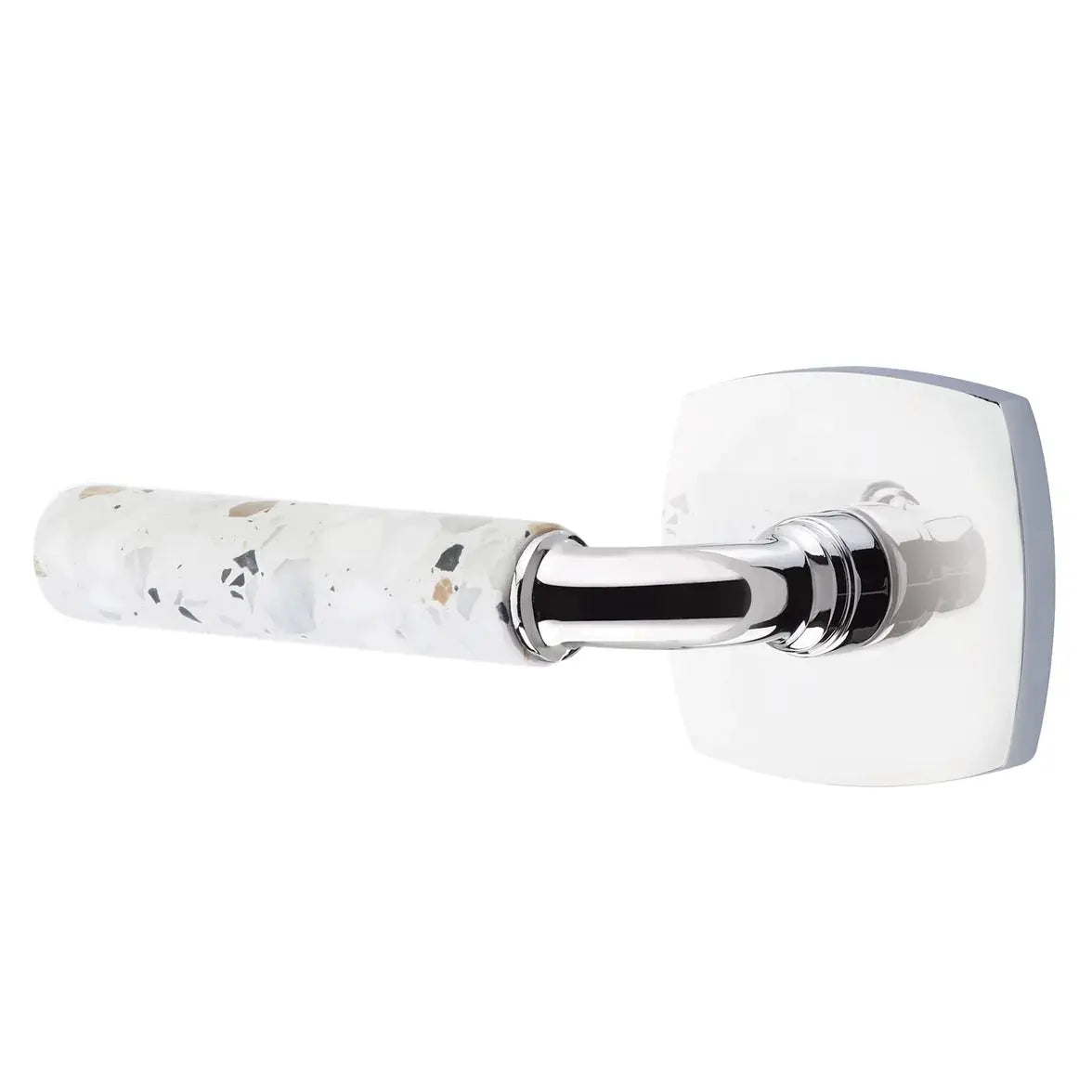Emtek Light Terrazzo Lever with Urban Modern Rosette and R-Bar Stem by Emtek
