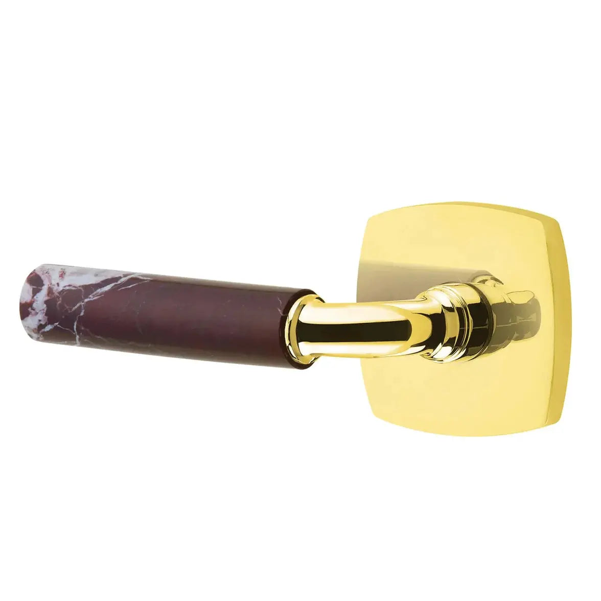 Emtek Rosso Levanto Marble Lever with Urban Modern Rosette and R-Bar Stem by Emtek