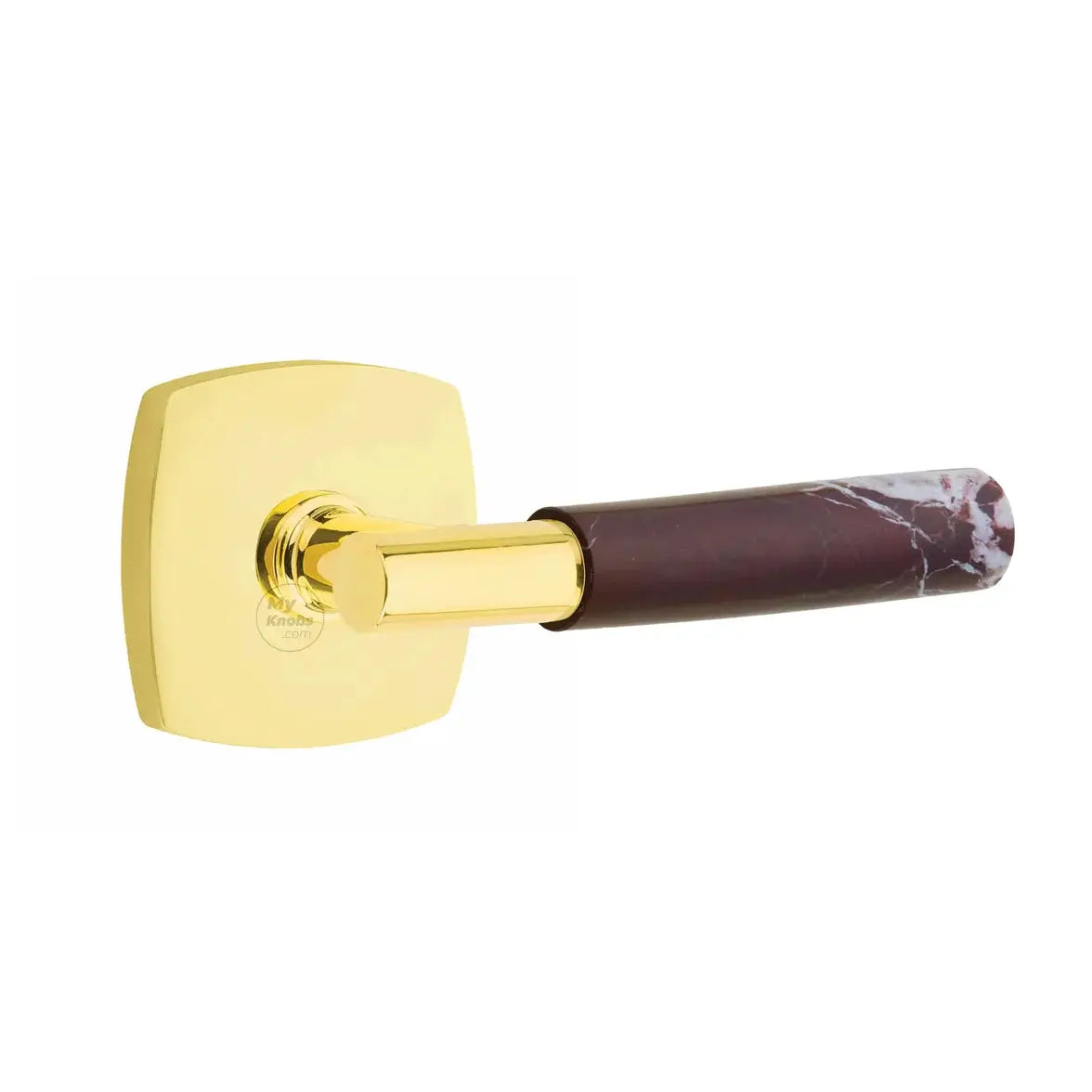 Emtek Rosso Levanto Marble Lever with Urban Modern Rosette and T-Bar Stem by Emtek