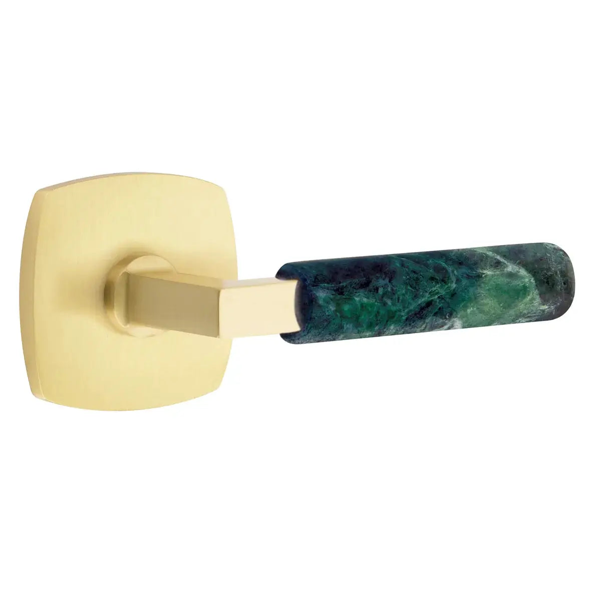 Emtek Green Marble Lever with Urban Modern Rosette and L-Square Stem