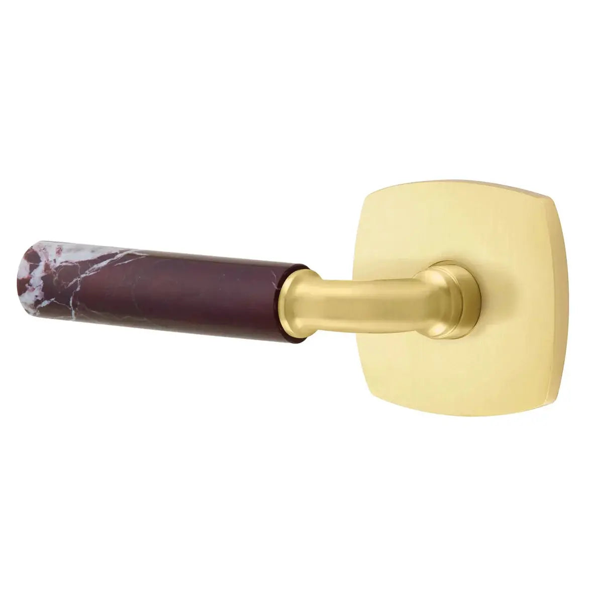 Emtek Rosso Levanto Marble Lever with Urban Modern Rosette and R-Bar Stem by Emtek