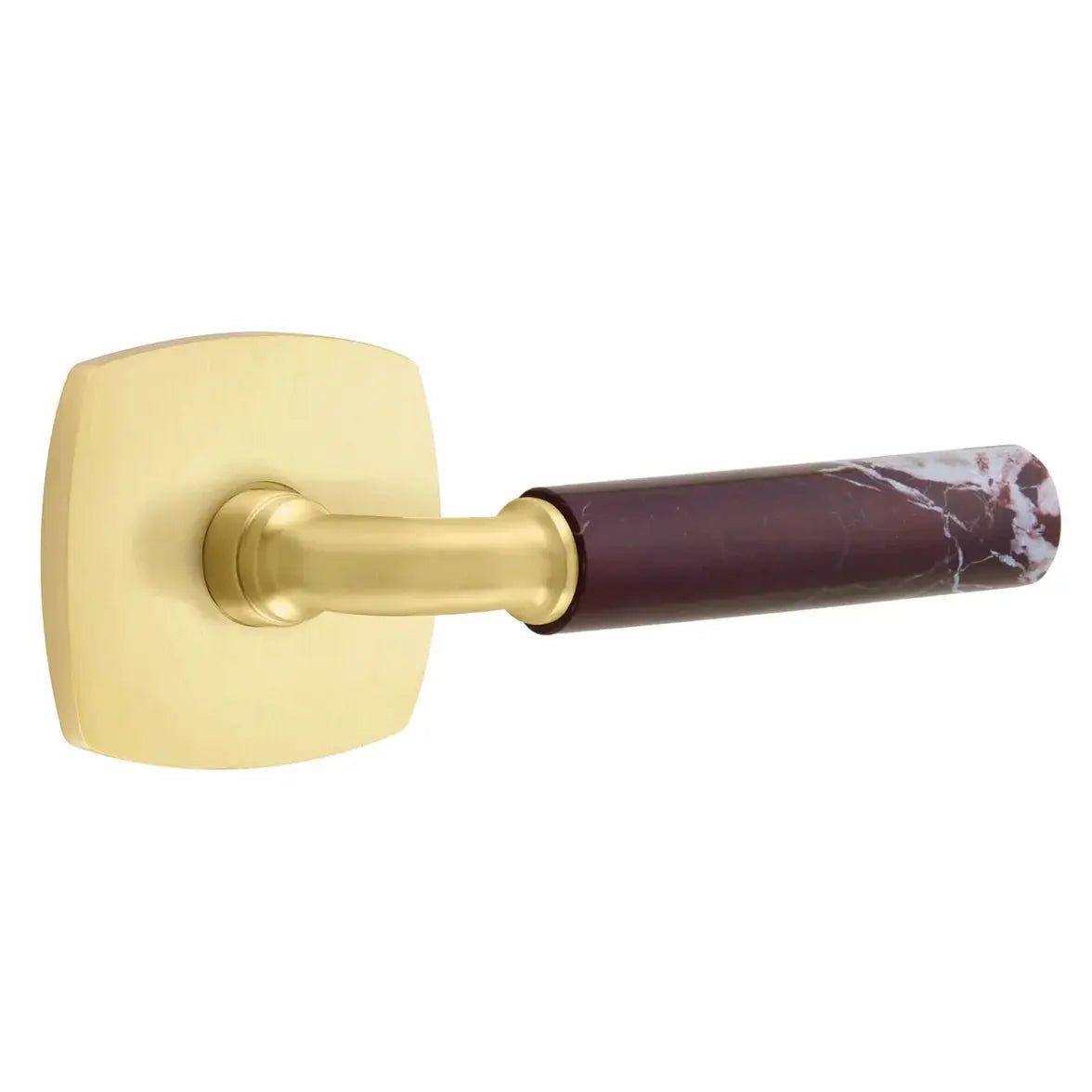 Emtek Rosso Levanto Marble Lever with Urban Modern Rosette and R-Bar Stem by Emtek