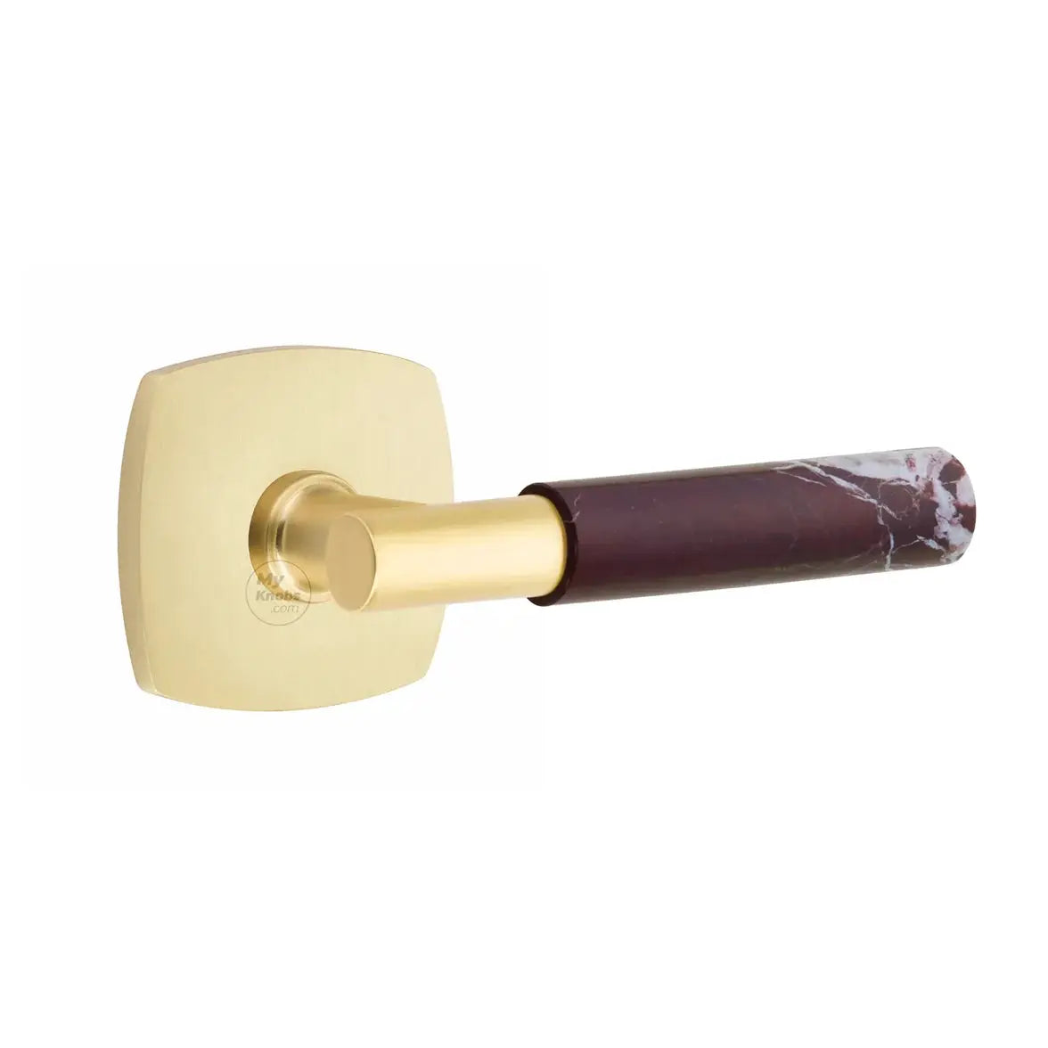 Emtek Rosso Levanto Marble Lever with Urban Modern Rosette and T-Bar Stem by Emtek