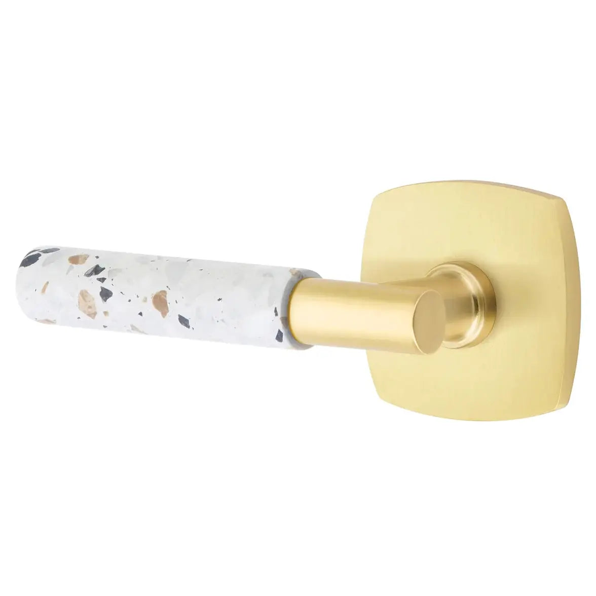 Emtek Light Terrazzo Lever with Urban Modern Rosette and T-Bar Stem by Emtek
