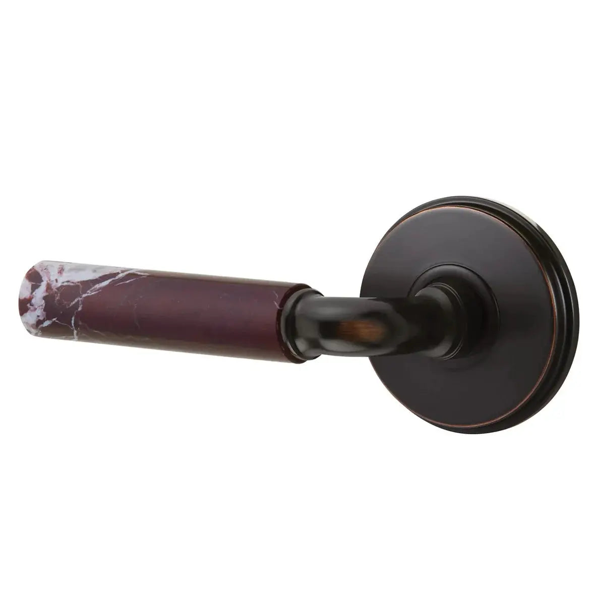 Emtek Rosso Levanto Marble Lever with Watford Rosette and R-Bar Stem by Emtek