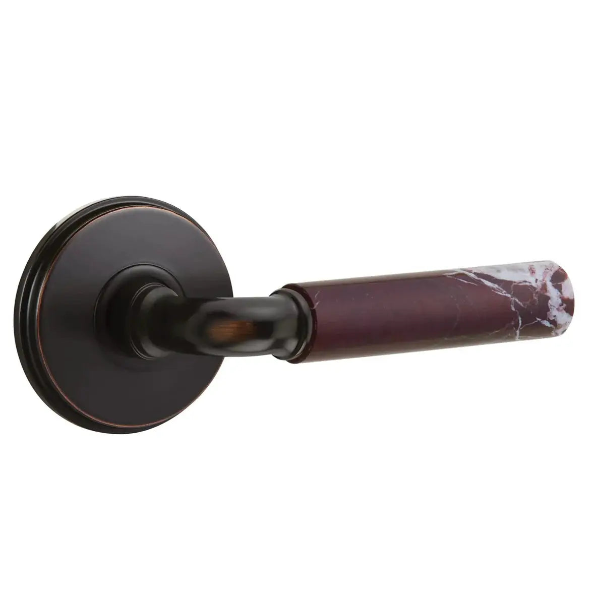 Emtek Rosso Levanto Marble Lever with Watford Rosette and R-Bar Stem by Emtek