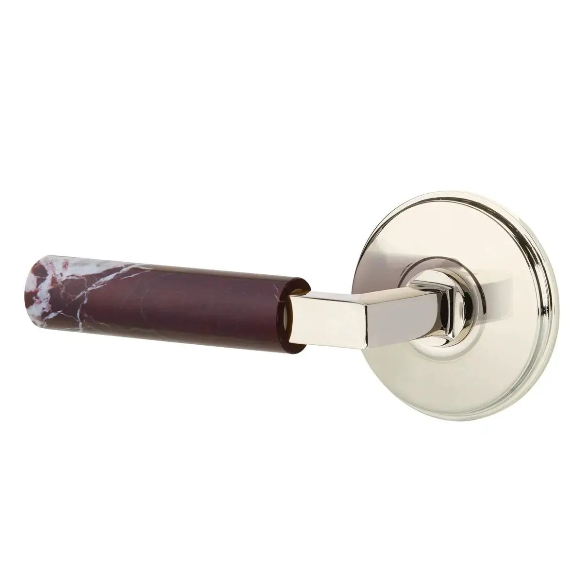 Emtek Rosso Levanto Marble Lever with Watford Rosette and L-Square Stem by Emtek