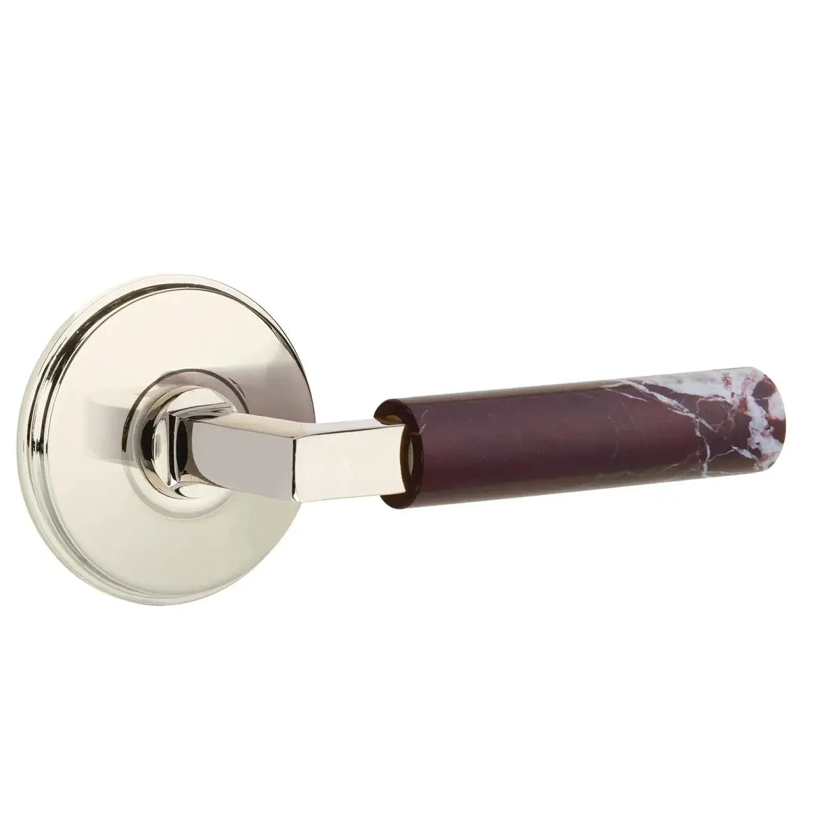 Emtek Rosso Levanto Marble Lever with Watford Rosette and L-Square Stem by Emtek