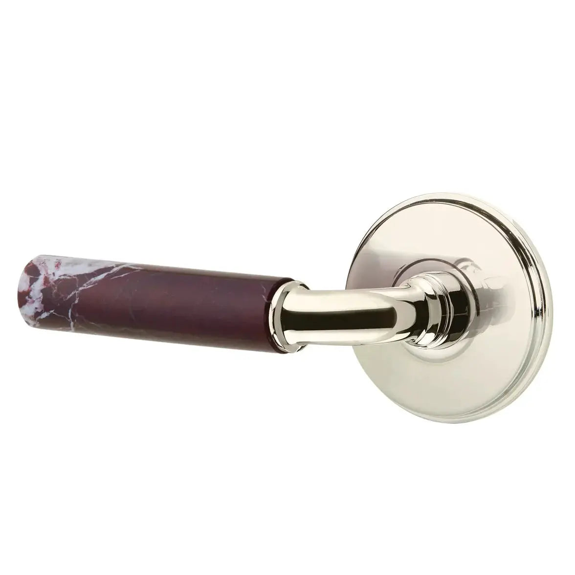 Emtek Rosso Levanto Marble Lever with Watford Rosette and R-Bar Stem by Emtek