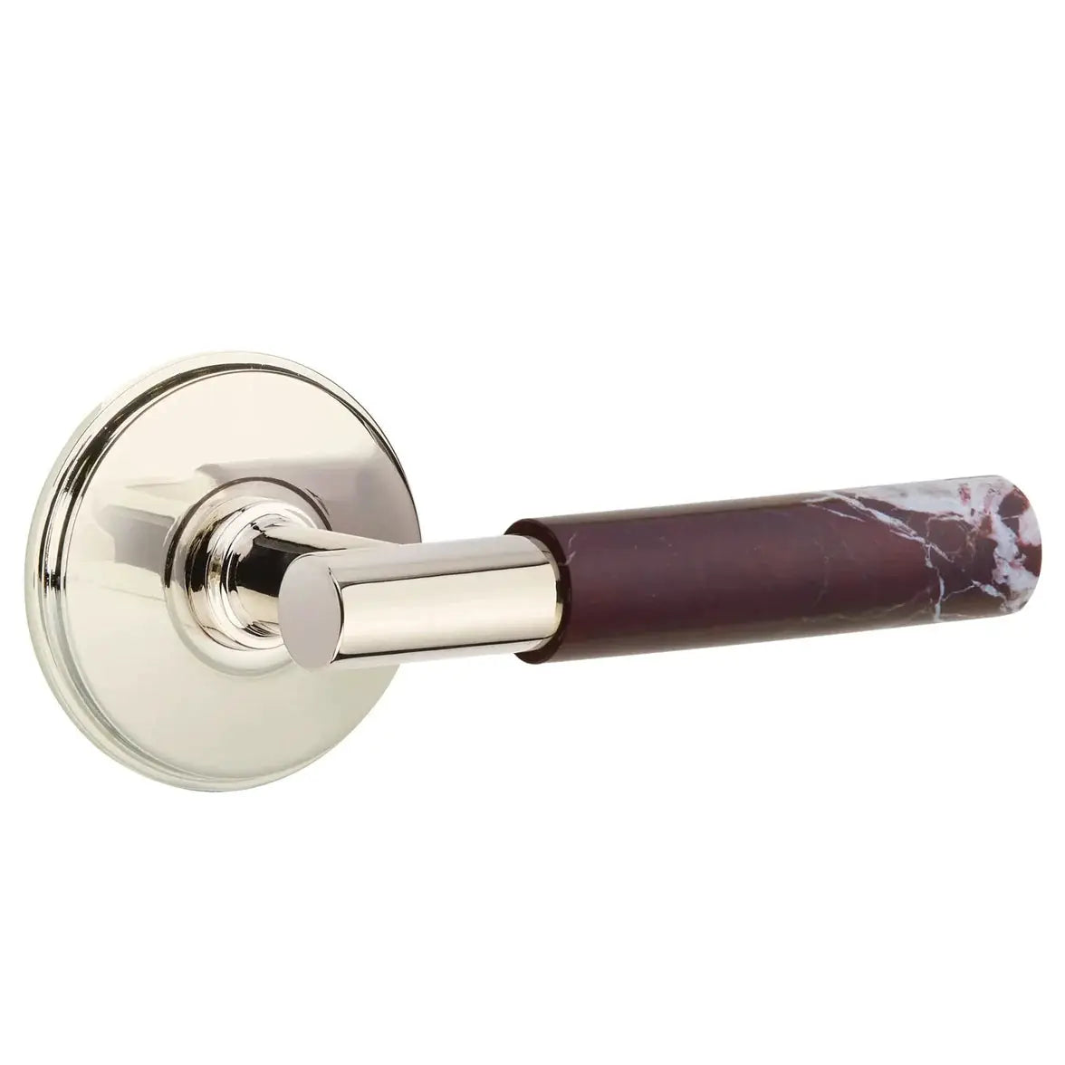 Emtek Rosso Levanto Marble Lever with Watford Rosette and T-Bar Stem by Emtek