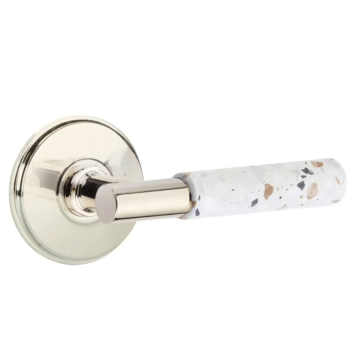 Emtek Light Terrazzo Lever with Watford Rosette and T-Bar Stem by Emtek