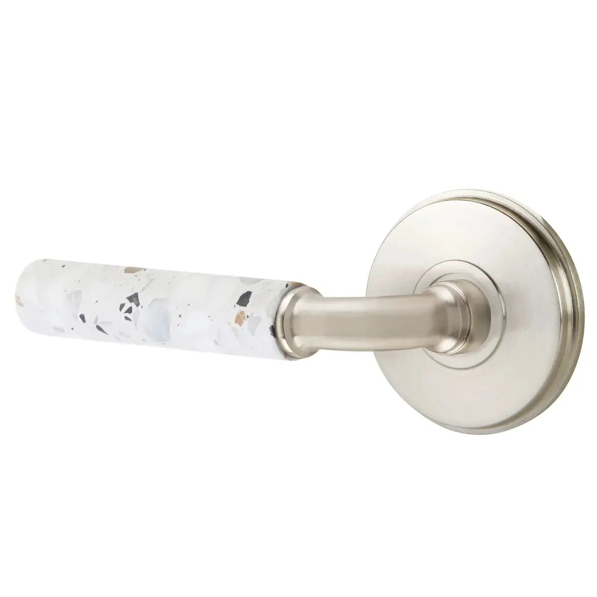 Emtek Light Terrazzo Lever with Watford Rosette and R-Bar Stem by Emtek