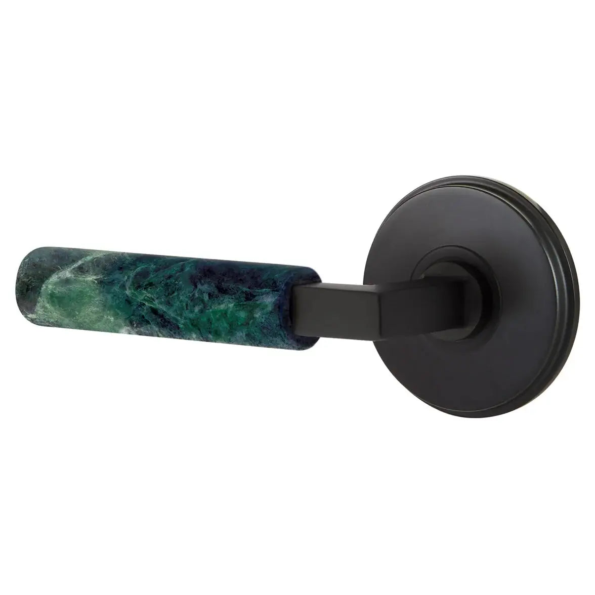 Emtek Green Marble Lever with Watford Rosette and L-Square Stem by Emtek