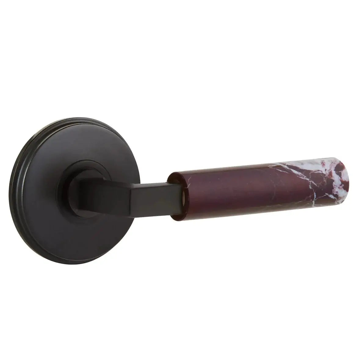 Emtek Rosso Levanto Marble Lever with Watford Rosette and L-Square Stem by Emtek