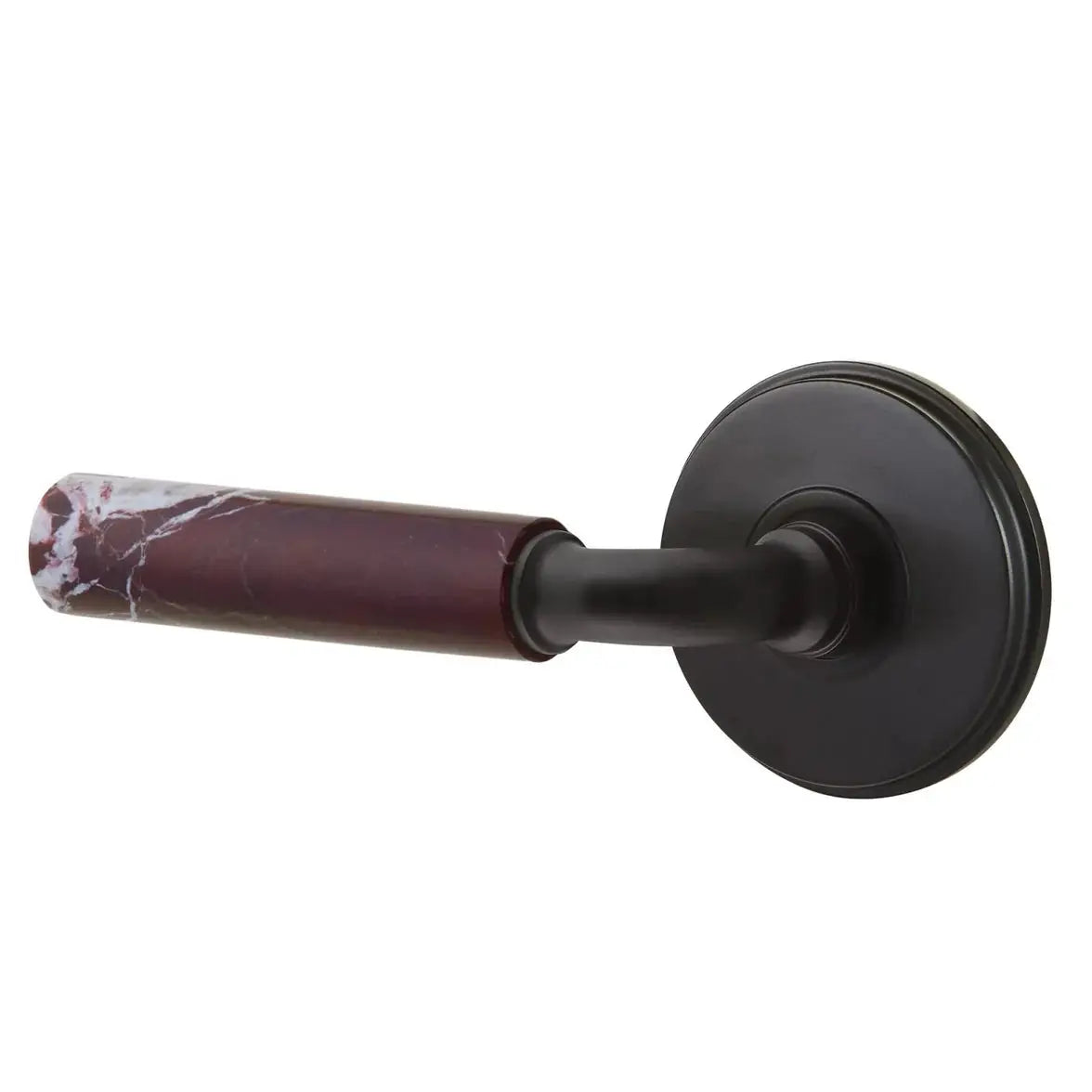 Emtek Rosso Levanto Marble Lever with Watford Rosette and R-Bar Stem by Emtek