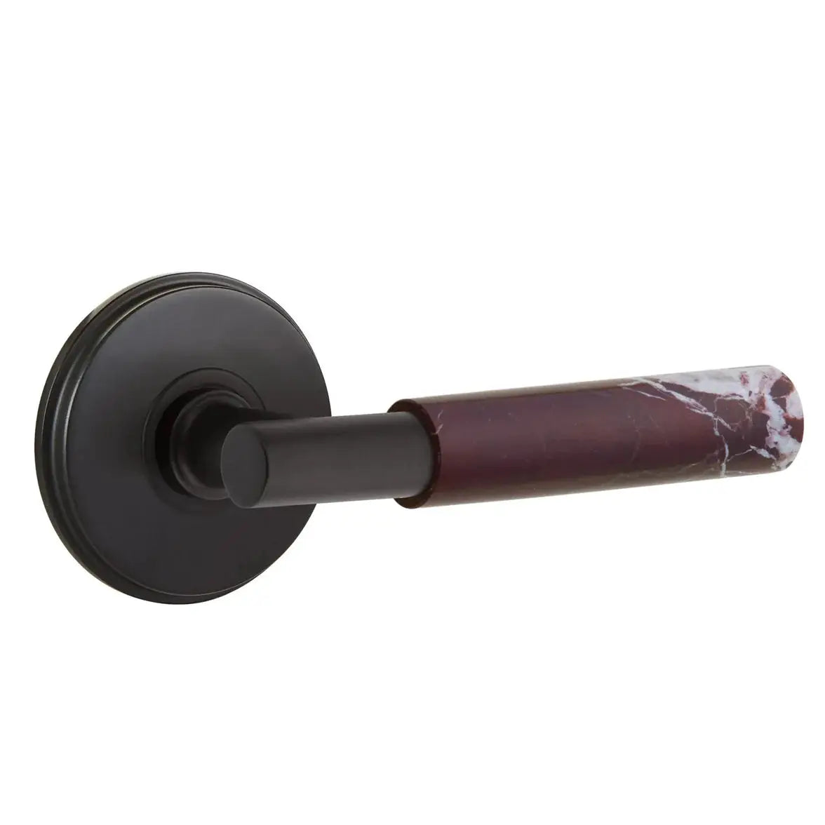 Emtek Rosso Levanto Marble Lever with Watford Rosette and T-Bar Stem by Emtek