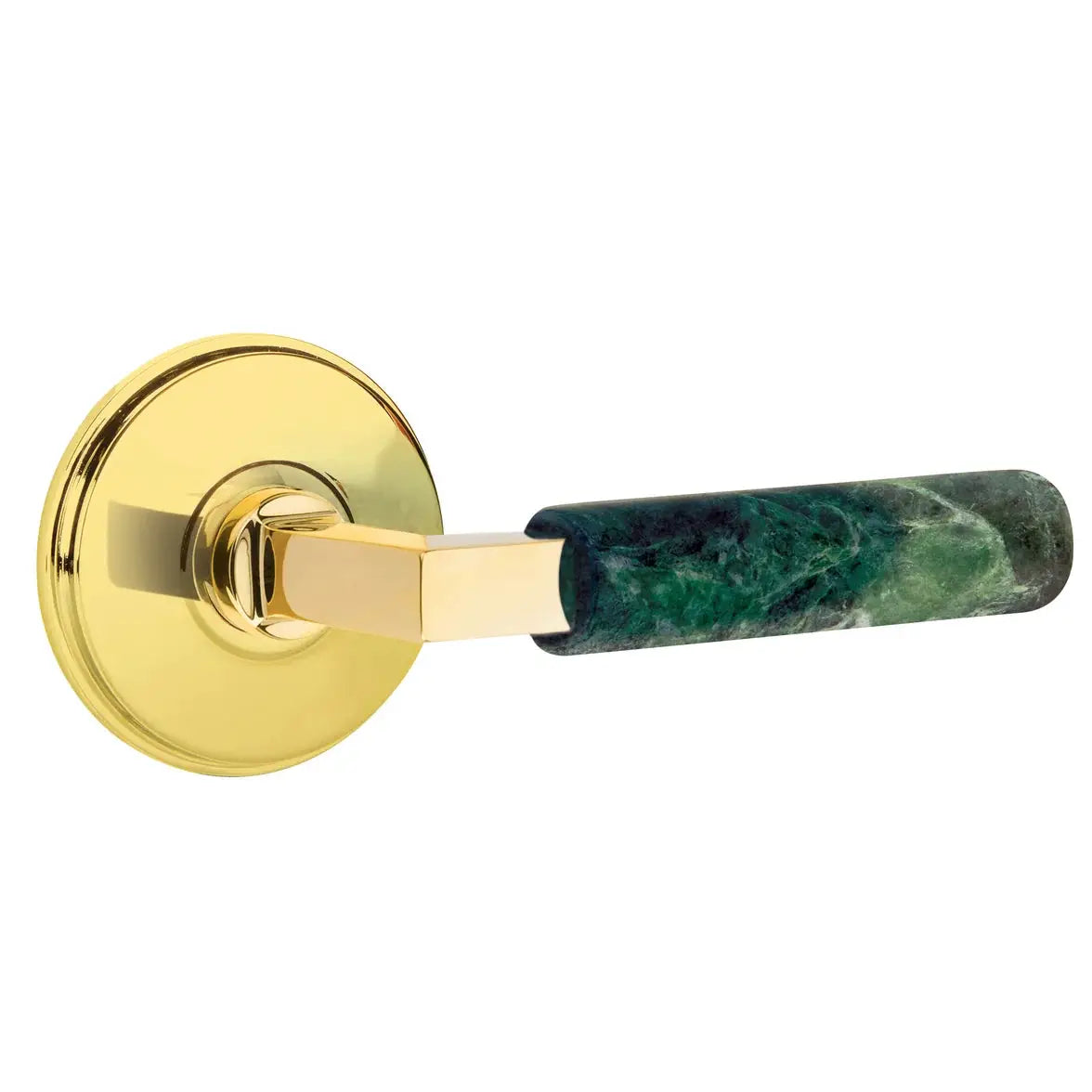 Emtek Green Marble Lever with Watford Rosette and L-Square Stem by Emtek