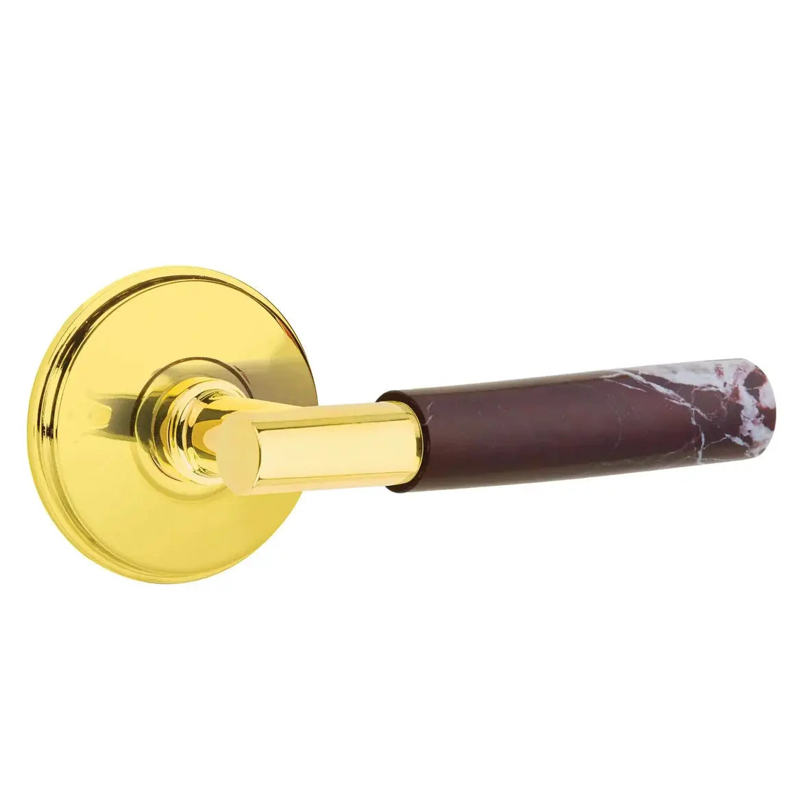 Emtek Rosso Levanto Marble Lever with Watford Rosette and T-Bar Stem by Emtek